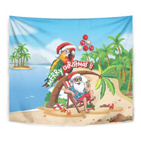 Hawaii Santa Parrot Christmas Tapestry Summer Vibe - Wonder Print Shop
