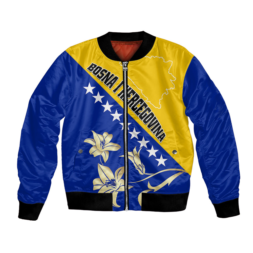 Bosnia and Herzegovina Independence Day Bomber Jacket Bosna i Hercegovina Lily - Wonder Print Shop