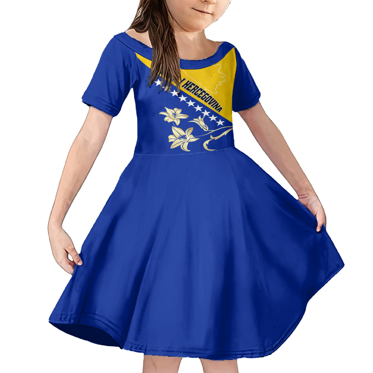 Bosnia and Herzegovina Independence Day Kid Short Sleeve Dress Bosna i Hercegovina Lily - Wonder Print Shop