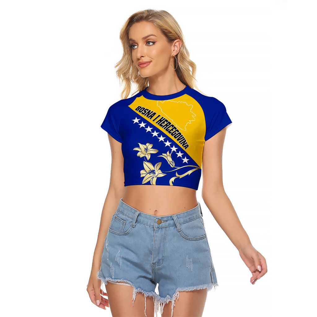 Bosnia and Herzegovina Independence Day Raglan Cropped T Shirt Bosna i Hercegovina Lily - Wonder Print Shop