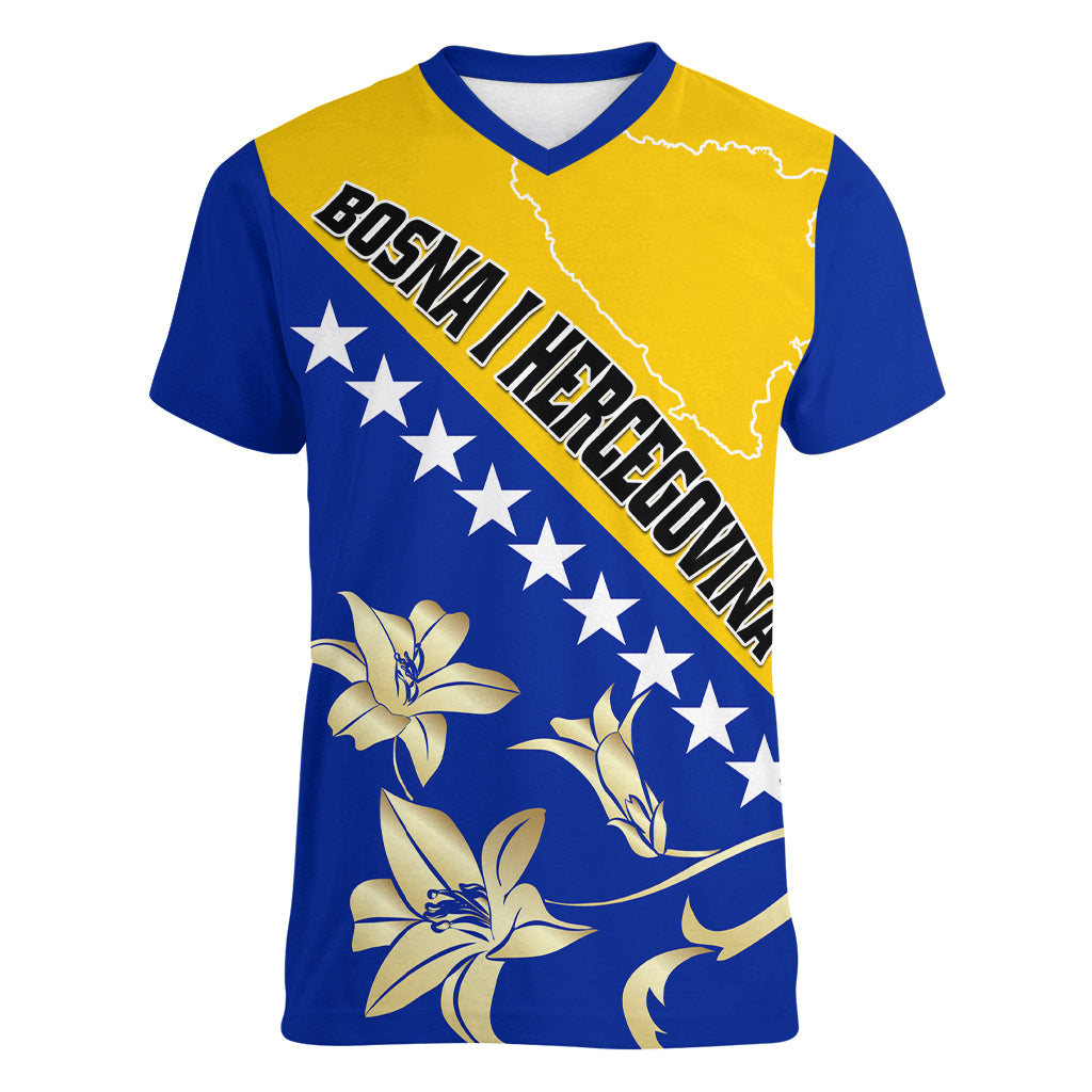 Bosnia and Herzegovina Independence Day Women V Neck T Shirt Bosna i Hercegovina Lily - Wonder Print Shop