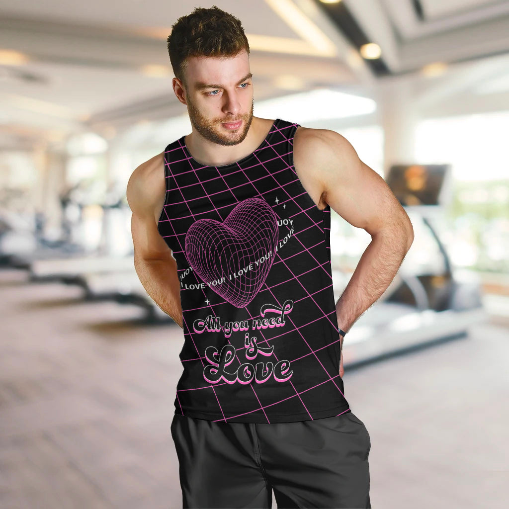 All You Need is Love Valentine Day Men Tank Top Geometry Wireframe Style - Wonder Print Shop