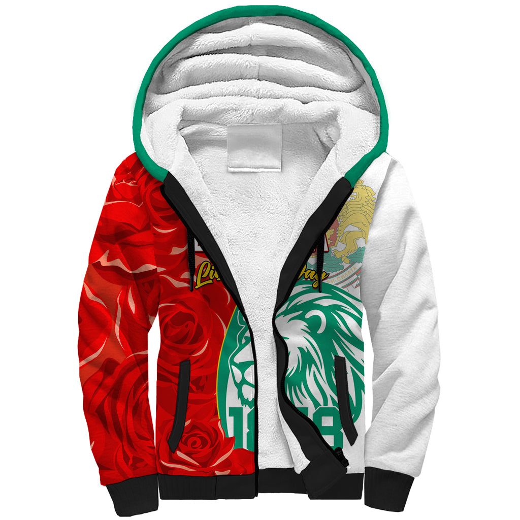 Bulgaria Liberation Day Sherpa Hoodie Lion With Rose Flag Style - Wonder Print Shop