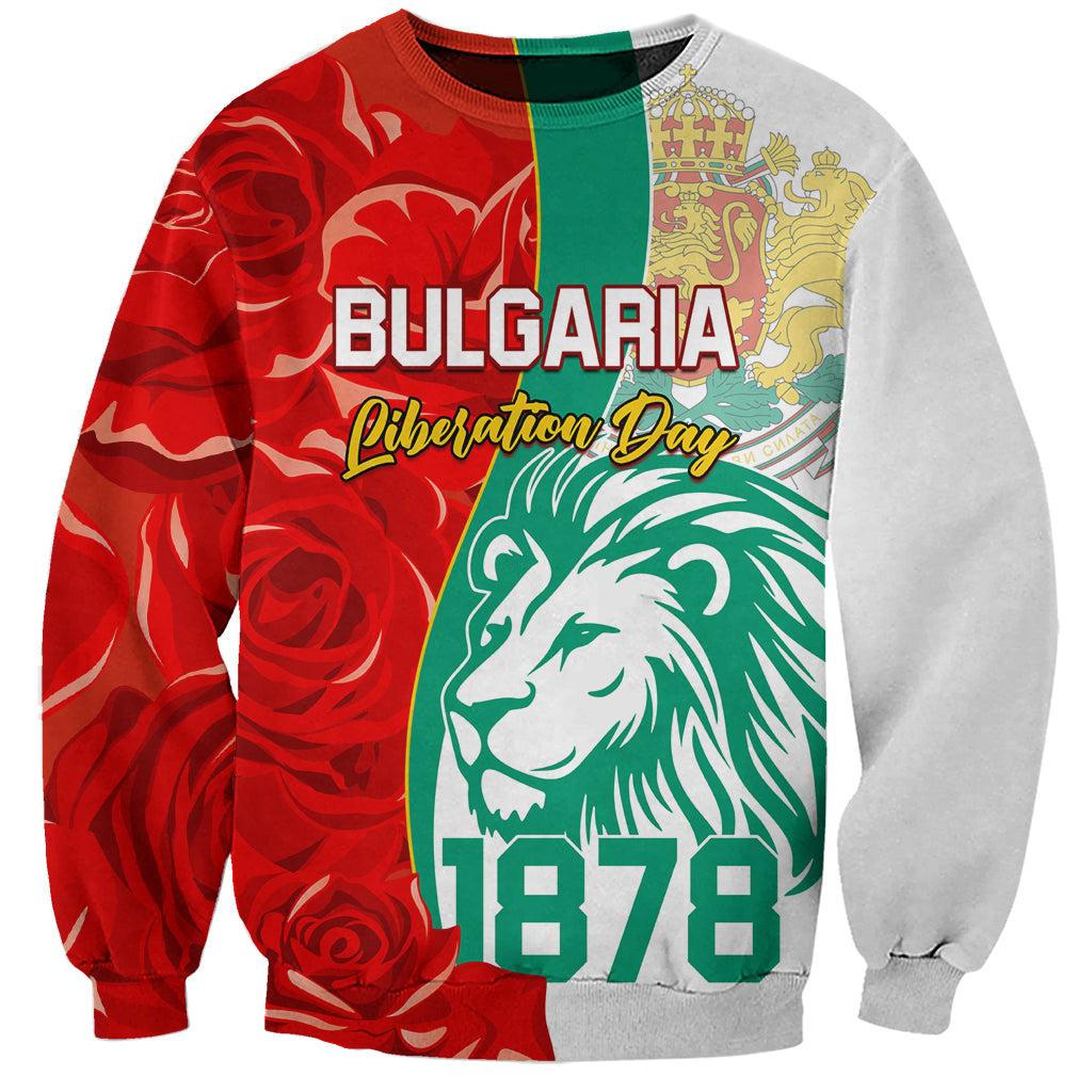 Bulgaria Liberation Day Sweatshirt Lion With Rose Flag Style - Wonder Print Shop