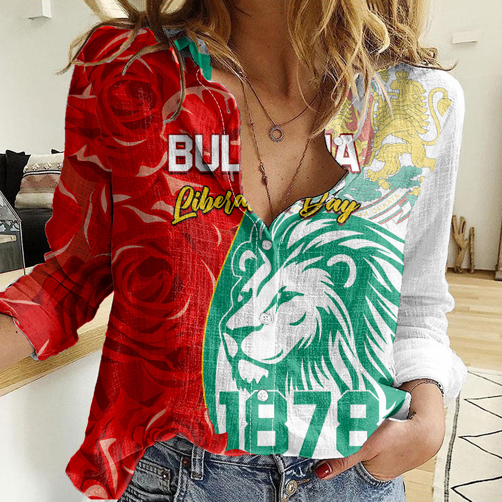 Bulgaria Liberation Day Women Casual Shirt Lion With Rose Flag Style - Wonder Print Shop