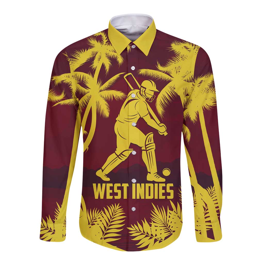 Custom Cricket 2026 West Indies Long Sleeve Button Shirt WI Tropical Version
