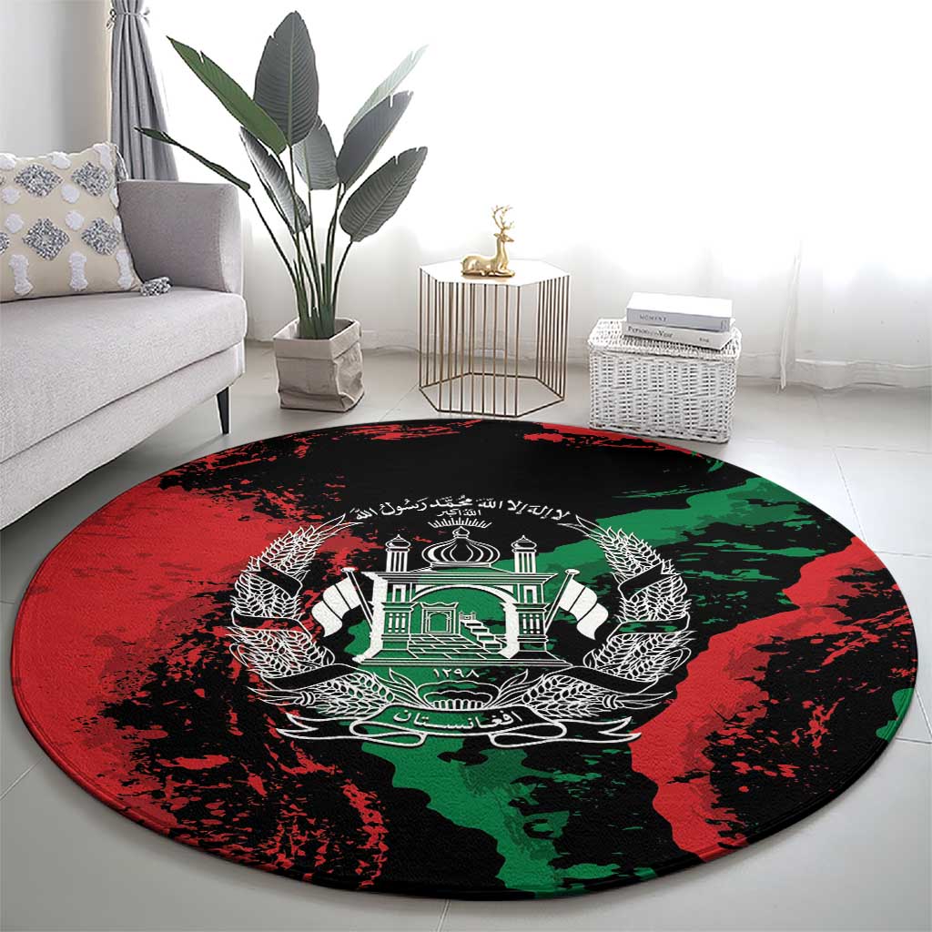 Afghanistan Round Carpet Grunge Style