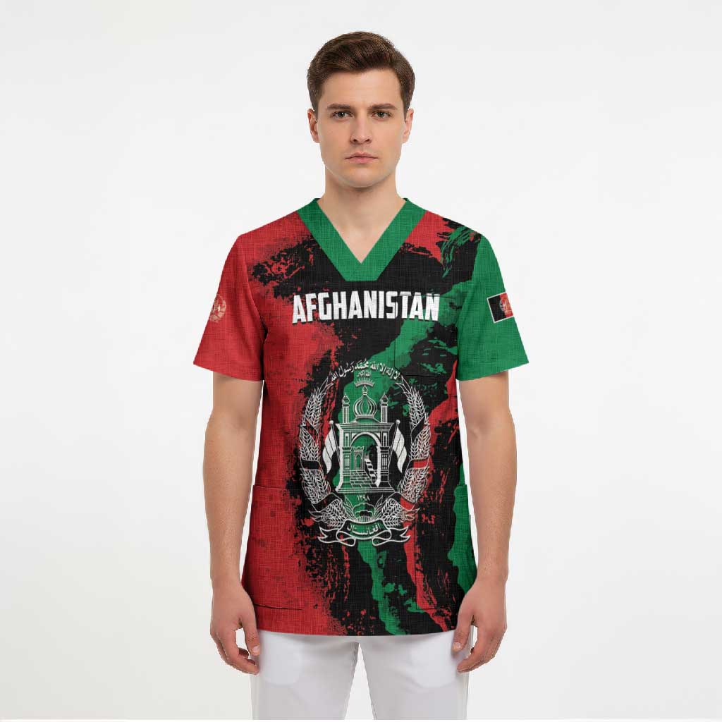 Personalized Afghanistan Scrub Top Grunge Style