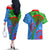 International Romani Day 2024 Couples Matching Off The Shoulder Long Sleeve Dress and Hawaiian Shirt Gypsy Pattern Tribal - Wonder Print Shop