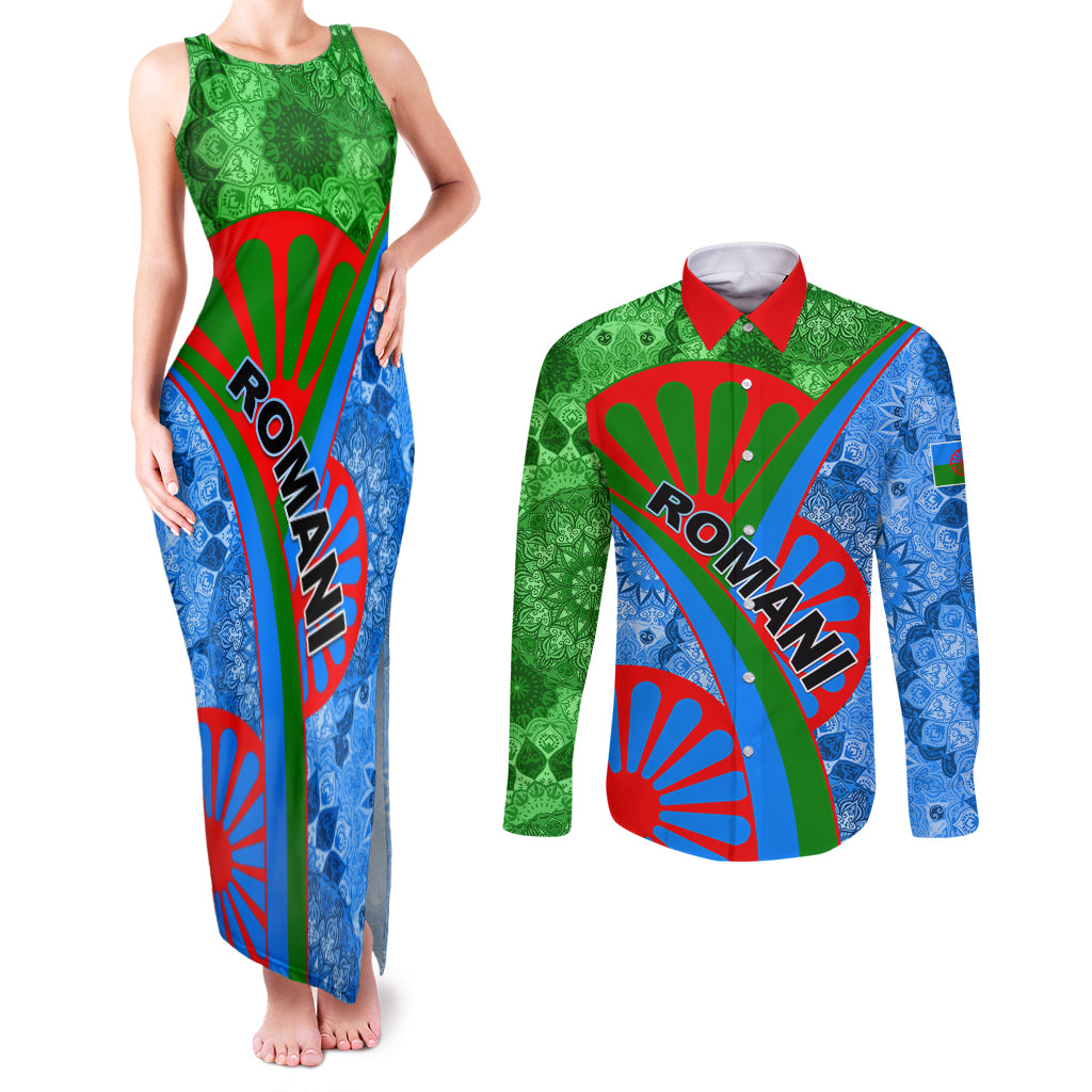 International Romani Day 2024 Couples Matching Tank Maxi Dress and Long Sleeve Button Shirt Gypsy Pattern Tribal - Wonder Print Shop