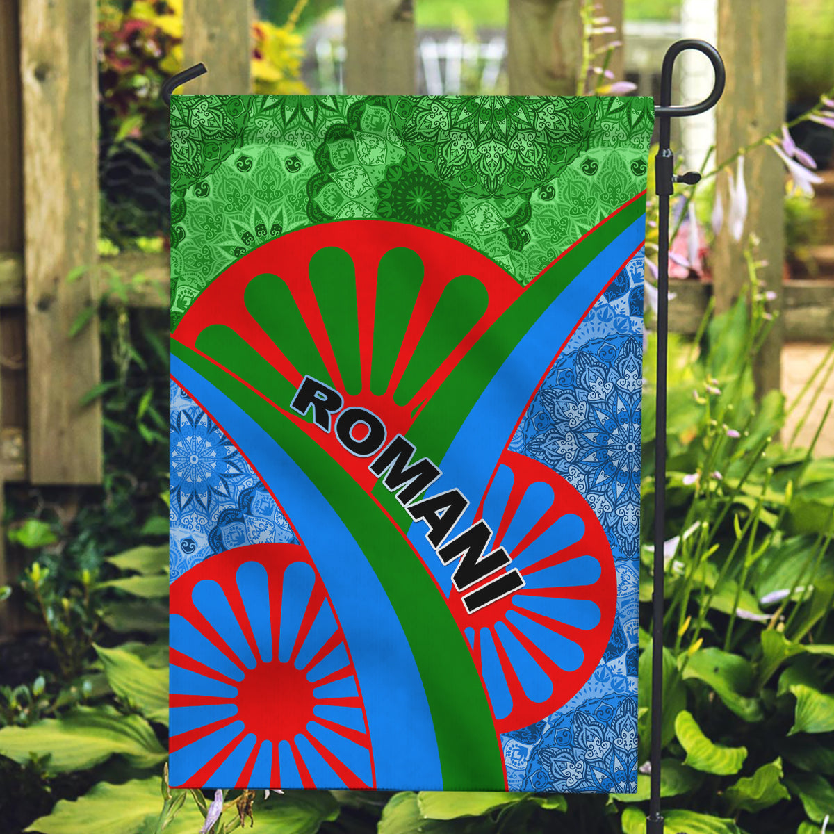 International Romani Day 2024 Garden Flag Gypsy Pattern Tribal - Wonder Print Shop