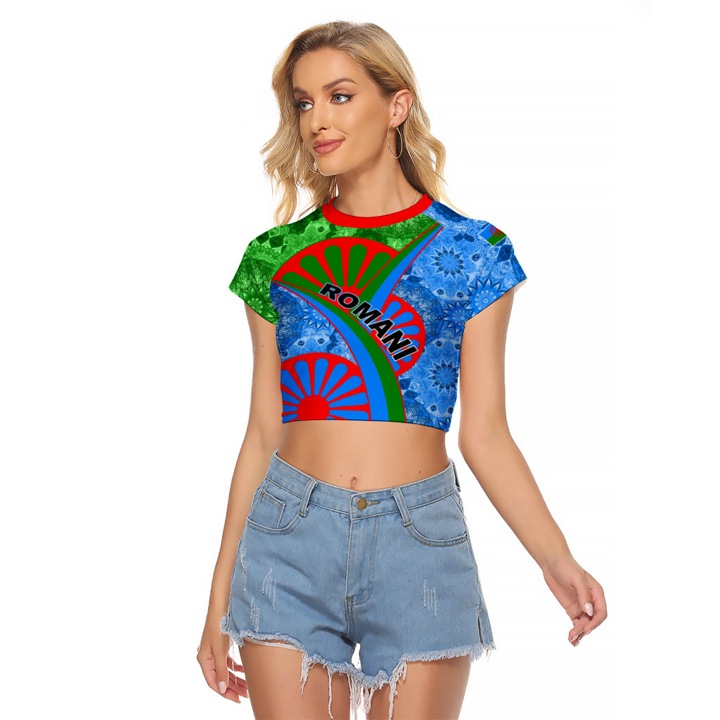 International Romani Day 2024 Raglan Cropped T Shirt Gypsy Pattern Tribal - Wonder Print Shop