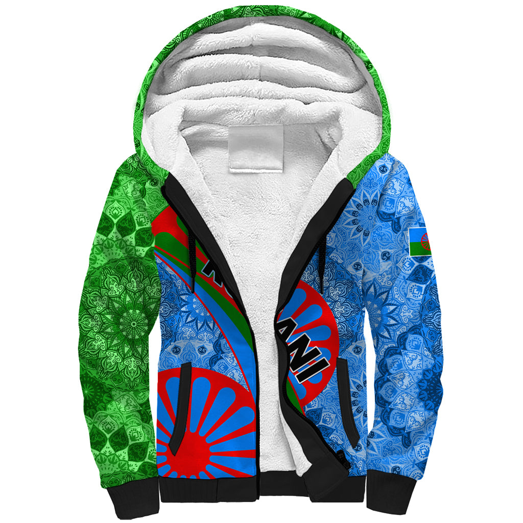 International Romani Day 2024 Sherpa Hoodie Gypsy Pattern Tribal - Wonder Print Shop