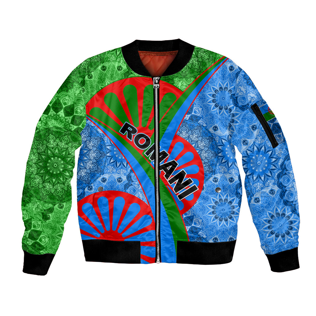 International Romani Day 2024 Sleeve Zip Bomber Jacket Gypsy Pattern Tribal - Wonder Print Shop