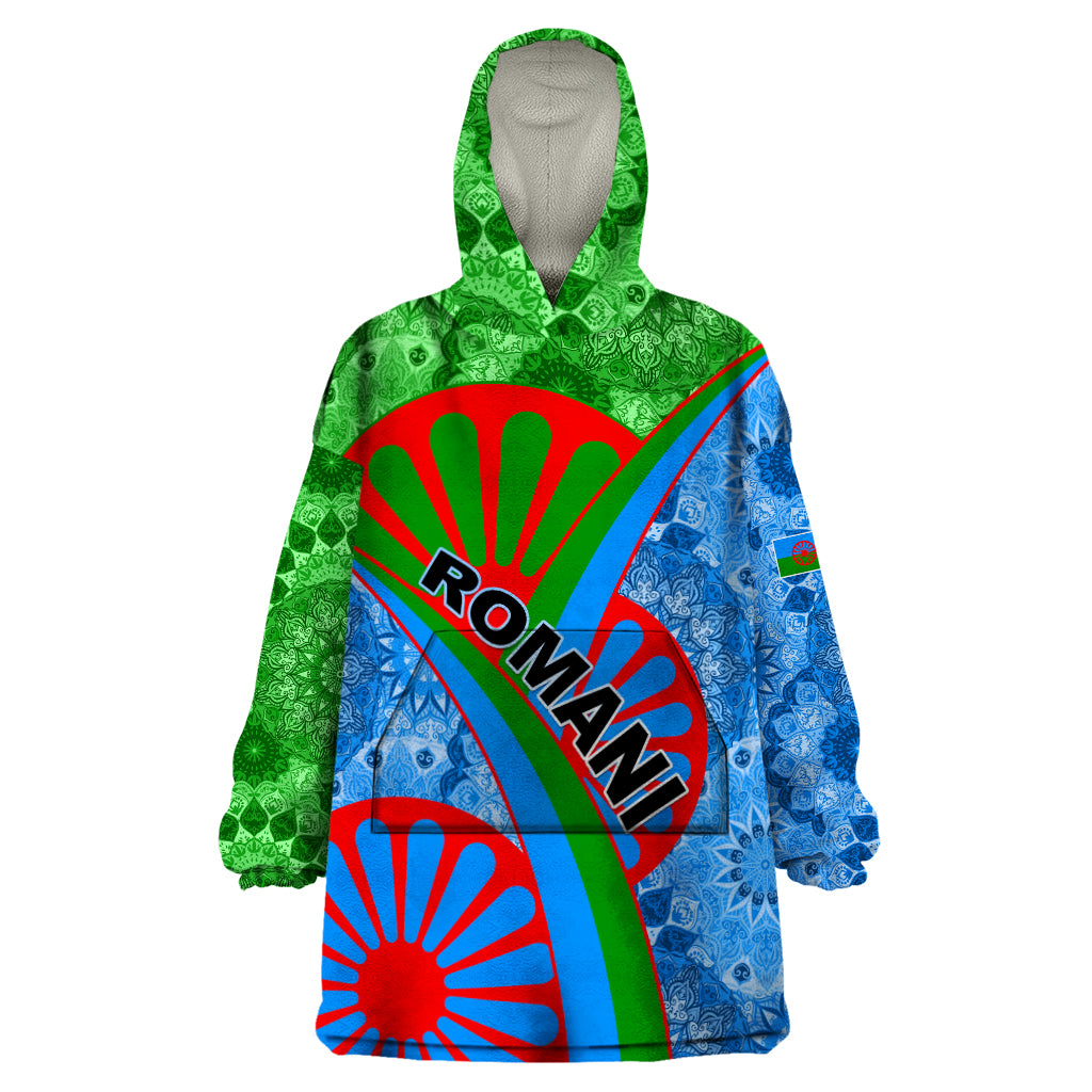 International Romani Day 2024 Wearable Blanket Hoodie Gypsy Pattern Tribal - Wonder Print Shop