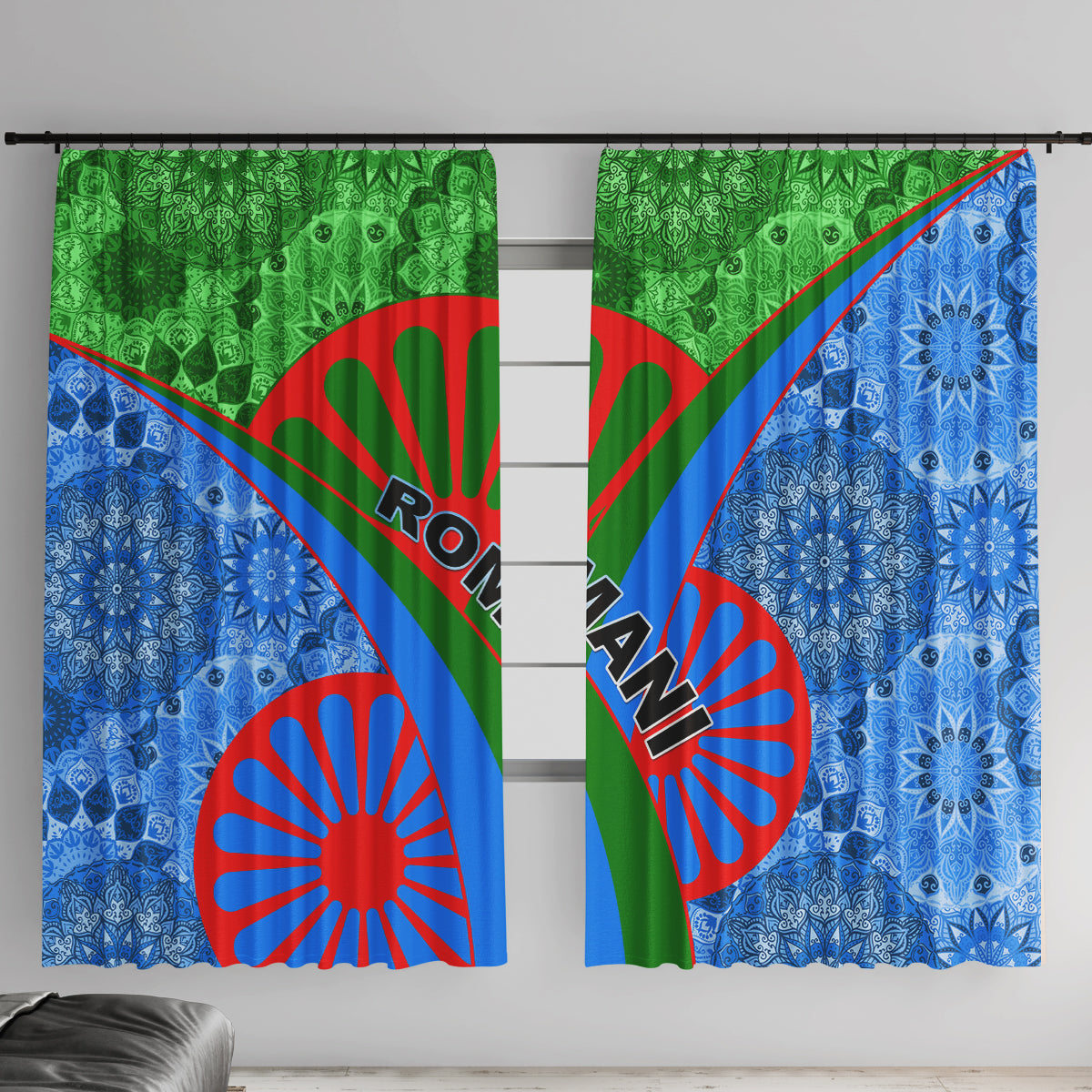 International Romani Day 2024 Window Curtain Gypsy Pattern Tribal - Wonder Print Shop