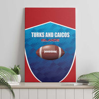 Turks and Caicos Islands rugby canvas wall art on display, red shield with football