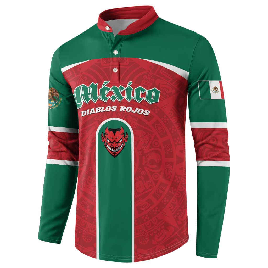 Custom Baseball Mexico Diablos Rojos Button Sweatshirt Red Devils Aztec Pattern