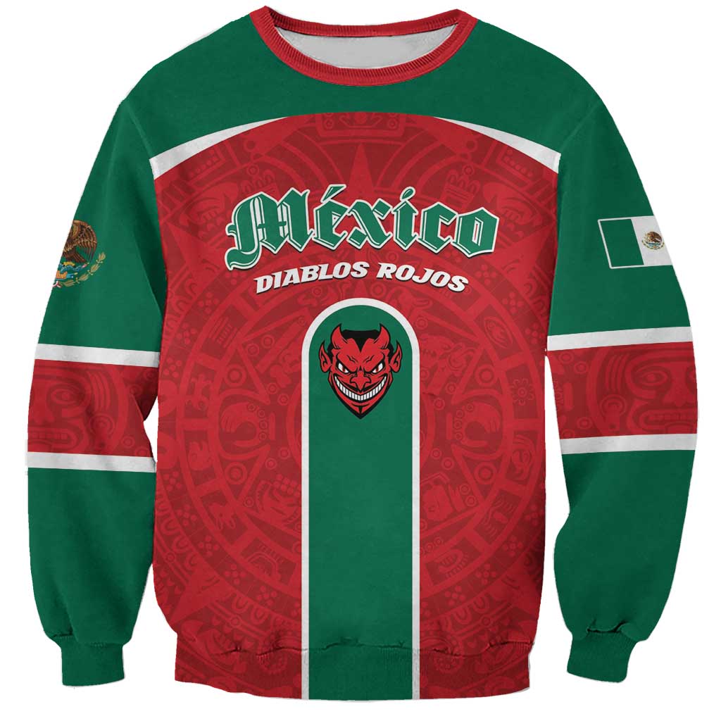 Custom Baseball Mexico Diablos Rojos Sweatshirt Red Devils Aztec Pattern