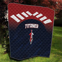 Quilted Titans baseball team blanket, navy and red gradient with large Titans emblem
