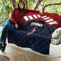 Oversized quilted Titans baseball team blanket in navy and red with team emblem