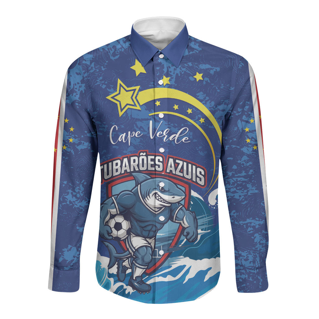 Custom Cape Verde 2026 World Football Long Sleeve Button Shirt Blue Sharks Come On
