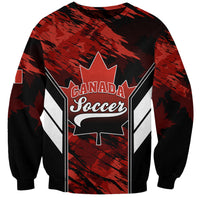 Unisex Canada soccer sweatshirt, black with red maple graphic and front logo