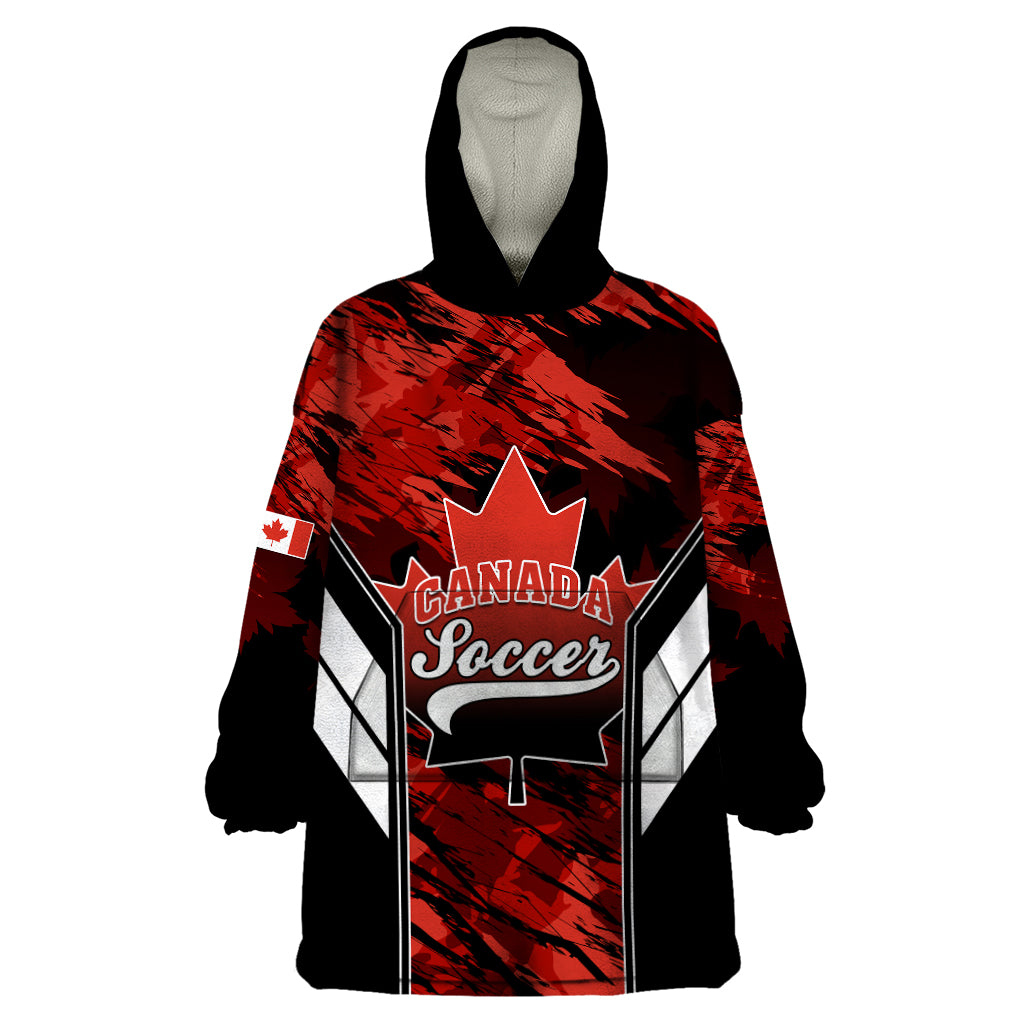 Canada Soccer Wearable Blanket Hoodie Canadian Maple Sporty Style - Wonder Print Shop