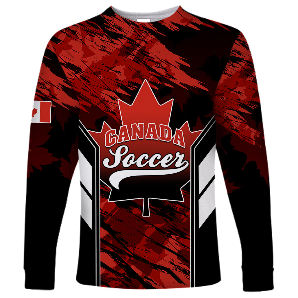 Personalised Canada Soccer Long Sleeve Shirt Canadian Maple Sporty Style - Wonder Print Shop