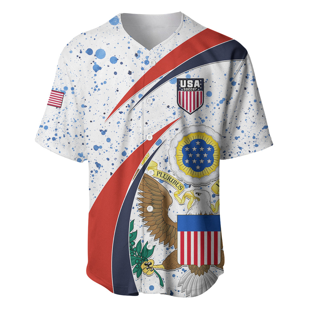 United States Soccer Baseball Jersey USA Coat Of Arms Sporty Style - Wonder Print Shop