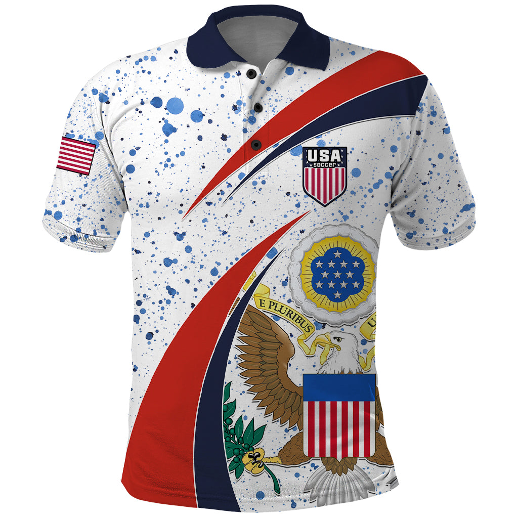 United States Soccer Polo Shirt USA Coat Of Arms Sporty Style - Wonder Print Shop