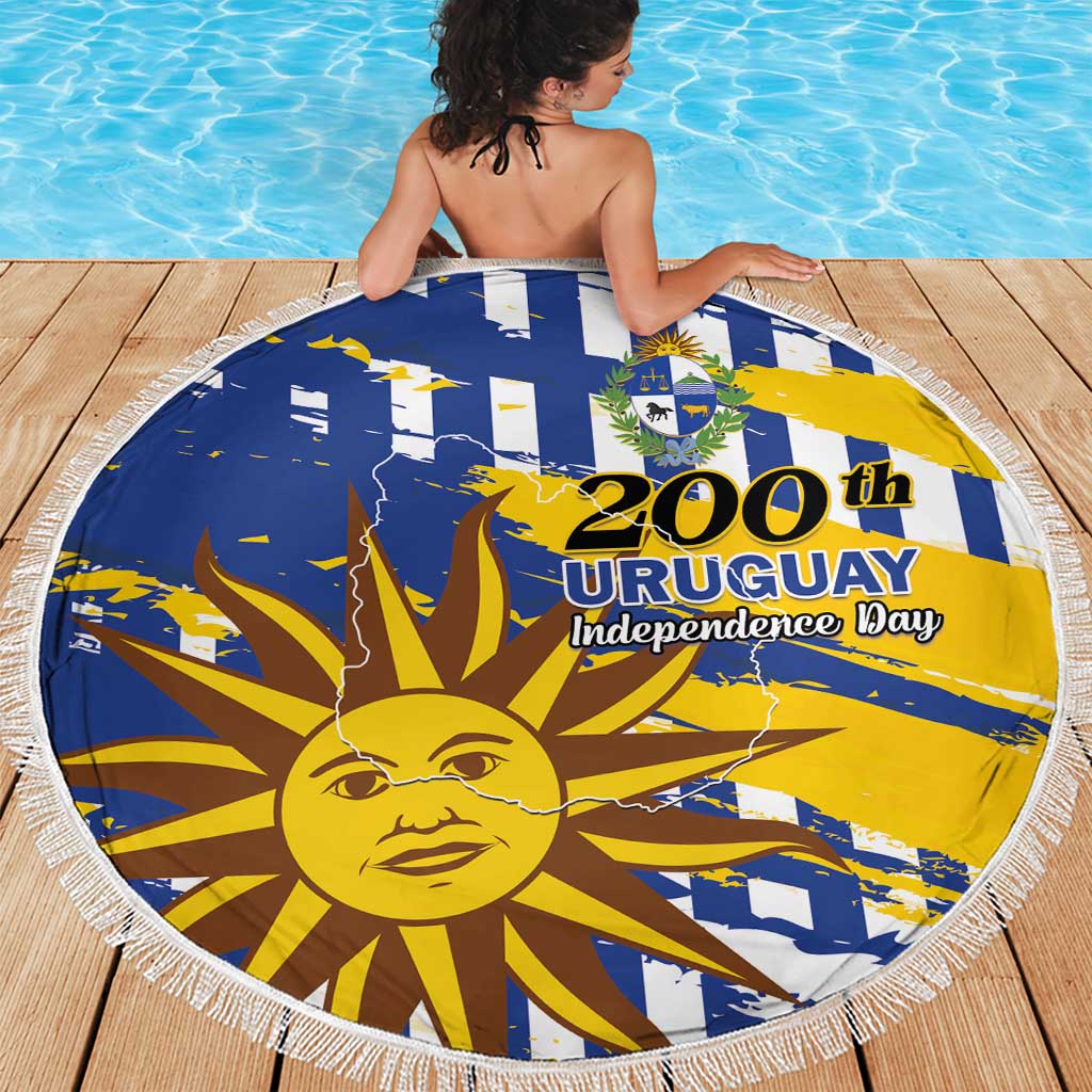 Uruguay 200th Independence Day Beach Blanket Sol de Mayo Grunge Stylized - Wonder Print Shop