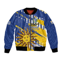 Personalized Uruguay 200th Independence Day Bomber Jacket Sol de Mayo Grunge Stylized - Wonder Print Shop