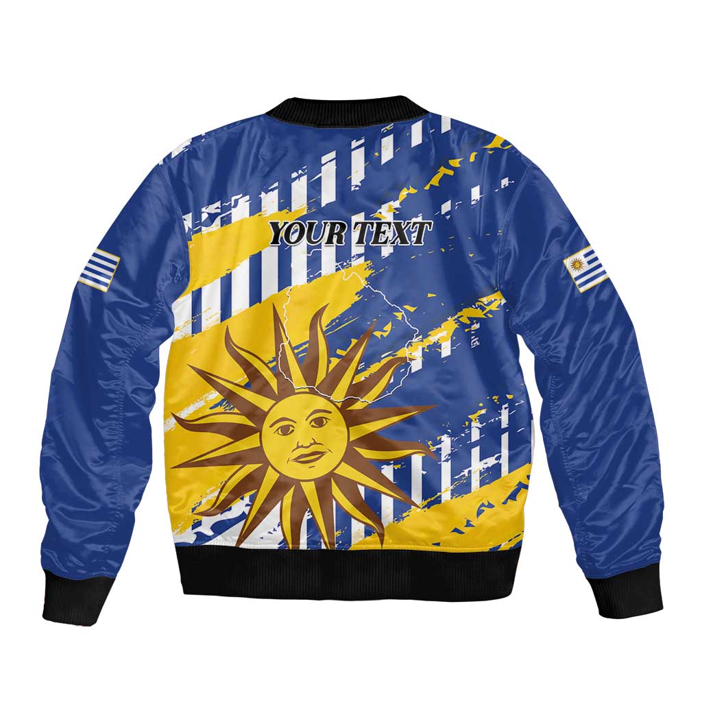 Personalized Uruguay 200th Independence Day Bomber Jacket Sol de Mayo Grunge Stylized - Wonder Print Shop