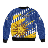 Personalized Uruguay 200th Independence Day Bomber Jacket Sol de Mayo Grunge Stylized - Wonder Print Shop