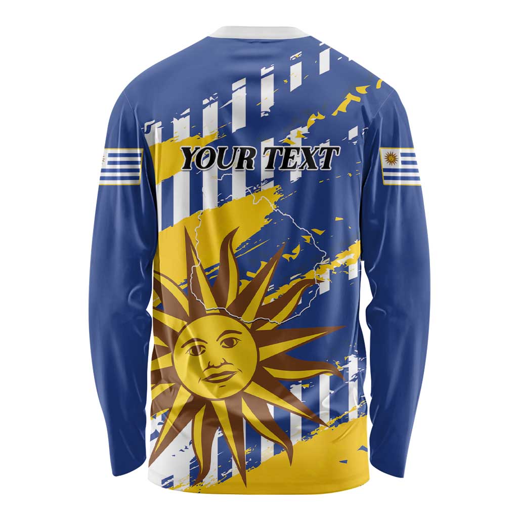 Personalized Uruguay 200th Independence Day Long Sleeve Shirt Sol de Mayo Grunge Stylized - Wonder Print Shop