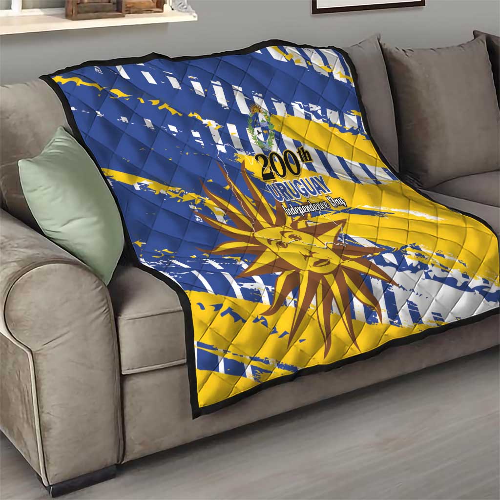 Uruguay 200th Independence Day Quilt Sol de Mayo Grunge Stylized - Wonder Print Shop