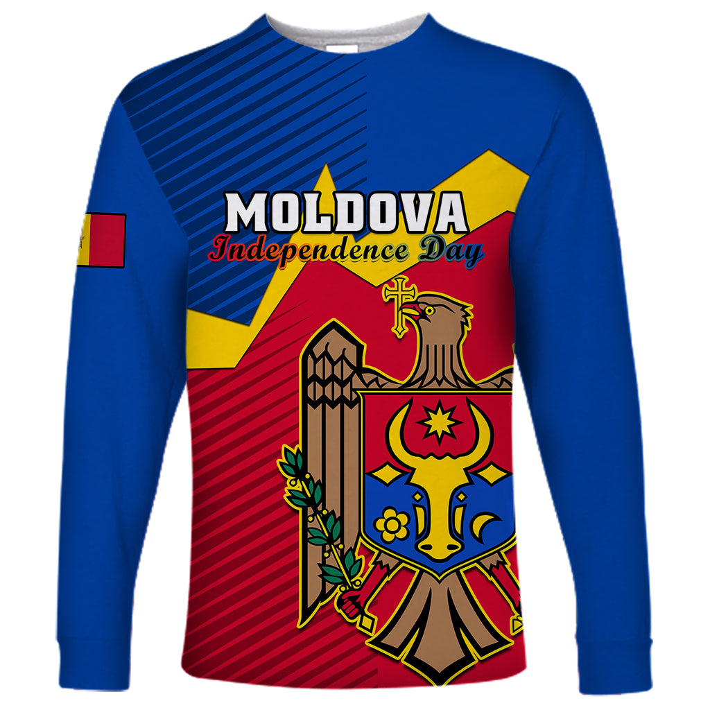 Moldova Independence Day Long Sleeve Shirt Coat of Arms Special Version - Wonder Print Shop