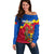 Moldova Independence Day Off Shoulder Sweater Coat of Arms Special Version - Wonder Print Shop