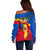 Moldova Independence Day Off Shoulder Sweater Coat of Arms Special Version - Wonder Print Shop