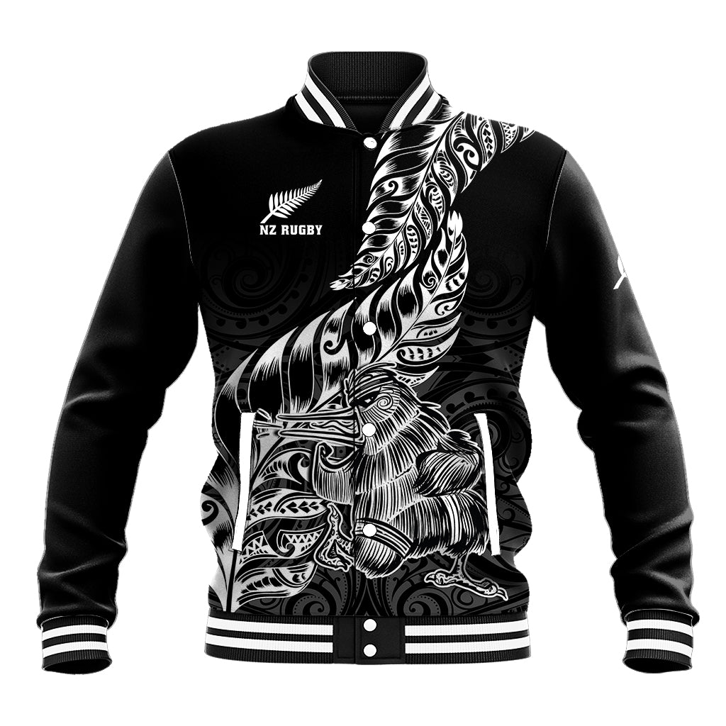 New Zealand Silver Fern Rugby Baseball Jacket Aotearoa Kiwi Maori Black Version - Wonder Print Shop