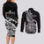 New Zealand Silver Fern Rugby Couples Matching Long Sleeve Bodycon Dress and Long Sleeve Button Shirts Aotearoa Kiwi Maori Black Version - Wonder Print Shop