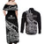 New Zealand Silver Fern Rugby Couples Matching Off Shoulder Maxi Dress and Long Sleeve Button Shirts Aotearoa Kiwi Maori Black Version - Wonder Print Shop