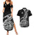 New Zealand Silver Fern Rugby Couples Matching Summer Maxi Dress and Hawaiian Shirt Aotearoa Kiwi Maori Black Version - Wonder Print Shop