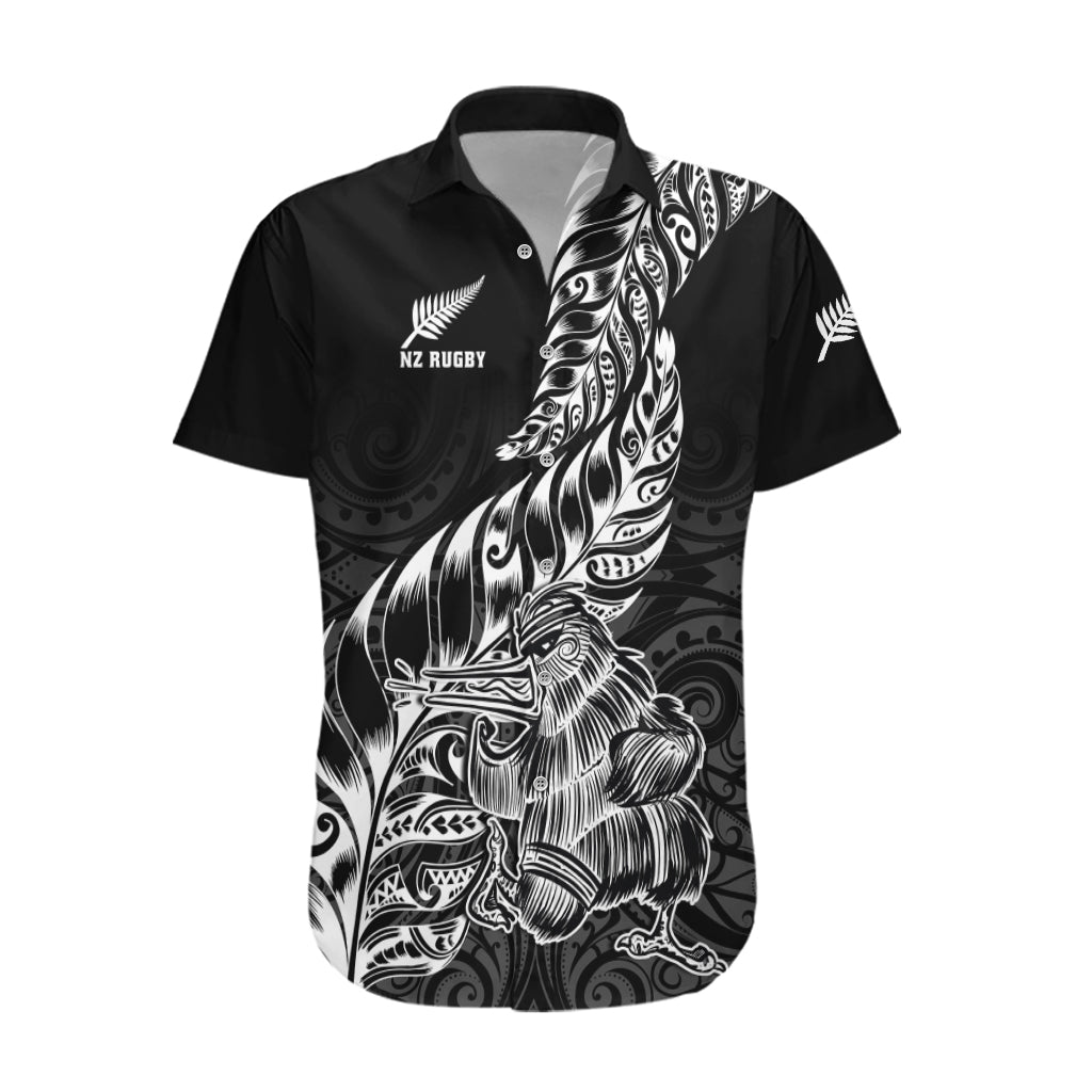 New Zealand Silver Fern Rugby Hawaiian Shirt Aotearoa Kiwi Maori Black Version - Wonder Print Shop