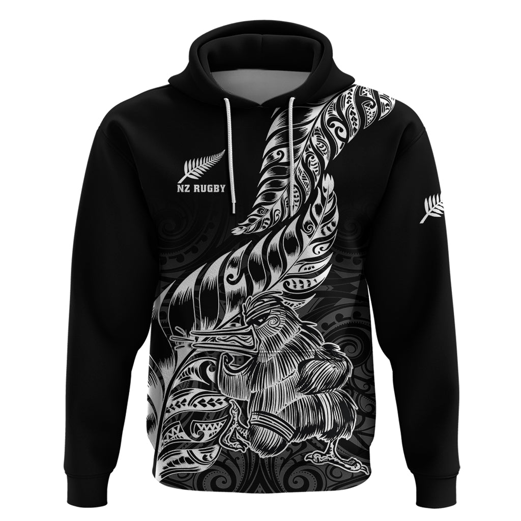 New Zealand Silver Fern Rugby Hoodie Aotearoa Kiwi Maori Black Version - Wonder Print Shop