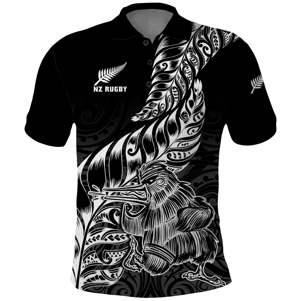 New Zealand Silver Fern Rugby Polo Shirt Aotearoa Kiwi Maori Black Version - Wonder Print Shop