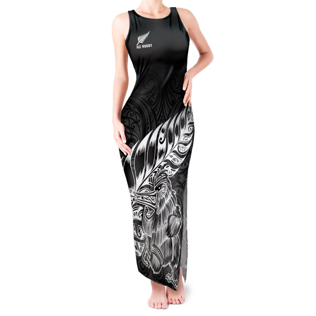 new-zealand-silver-fern-rugby-tank-maxi-dress-aotearoa-kiwi-maori-black-version