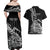 Custom New Zealand Silver Fern Rugby Couples Matching Off Shoulder Maxi Dress and Hawaiian Shirt Aotearoa Kiwi Maori Black Version - Wonder Print Shop