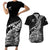 Custom New Zealand Silver Fern Rugby Couples Matching Short Sleeve Bodycon Dress and Hawaiian Shirt Aotearoa Kiwi Maori Black Version - Wonder Print Shop